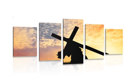 5-PIECE CANVAS PRINT CROSS ON SHOULDERS - PICTURES OF ANGELS - PICTURES