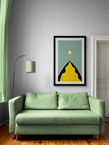 PLAGÁT S PASPARTOU ABSTRAKTNÝ VRCHOL KOPCA - MOTÍVY Z NAŠEJ DIELNE - PLAGÁTY