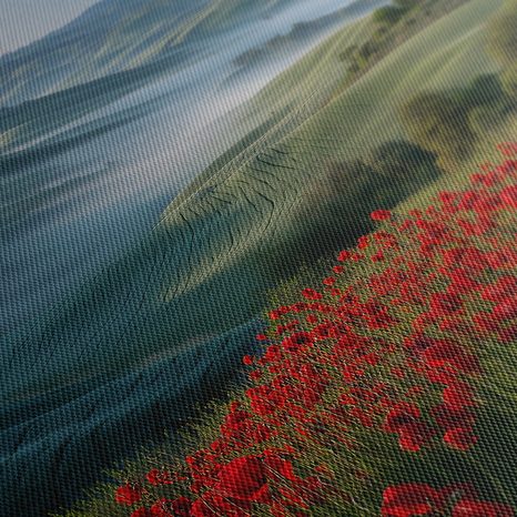 WANDBILD MORGENNEBEL ÜBER DEN HÜGELN - WANDBILDER FELDER UND WIESEN - BILDER