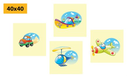 SET OBRAZŮ ROZTOMILÉ DOPRAVNÍ PROSTŘEDKY - SESTAVY OBRAZŮ - OBRAZY