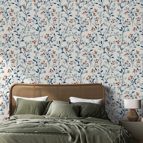 SELBSTKLEBENDE TAPETE ZARTE BLUMEN AUF WEISSEM HINTERGRUND - TAPETEN MIT BLUMENMOTIVEN - TAPETEN