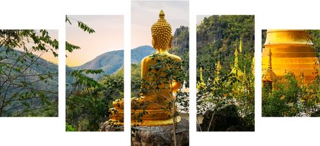 TABLOU 5-PIESE VEDERE LA BUDDHA DE AUR - TABLOURI FENG SHUI - TABLOURI