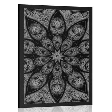 AFFICHE MANDALA HYPNOTIQUE EN NOIR ET BLANC - NOIR ET BLANC - AFFICHES