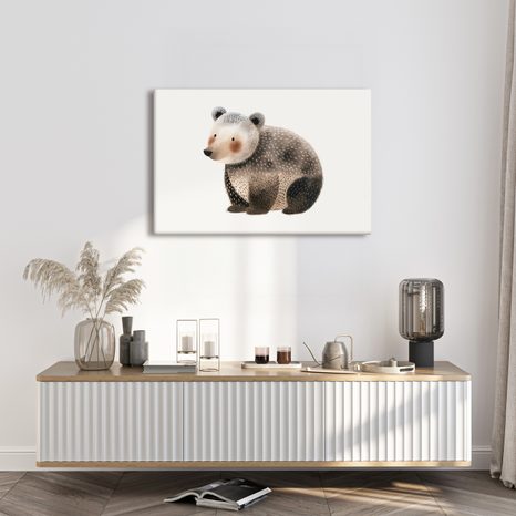 QUADRO SU TELA – ORSO CARINO NEL BOSCO - QUADRI PER BAMBINI ANIMALI - STAMPE E QUADRI