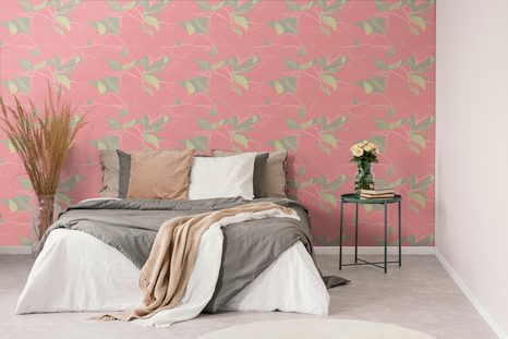 SAMOLEPÍCÍ TAPETA VRSTVENÉ LISTY V RŮŽOVÉM - SAMOLEPÍCÍ TAPETY - TAPETY