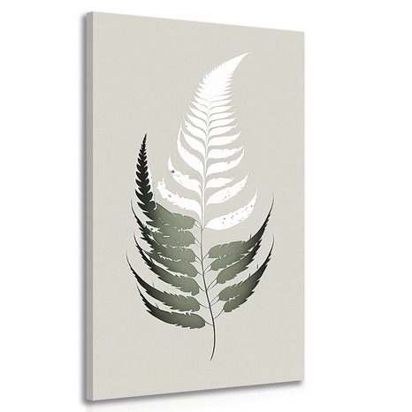 CANVAS PRINT LEAF FROM A FERN WITH A TOUCH OF MINIMALISM - PICTURES OF TREES AND LEAVES - PICTURES