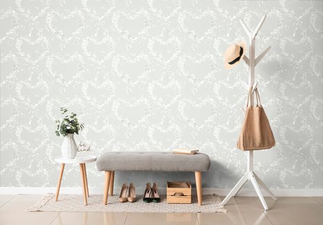 TAPETA LIDOVÉ SRDCE V ŠEDÉM PROVEDENÍ - VINTAGE A RETRO TAPETY - TAPETY