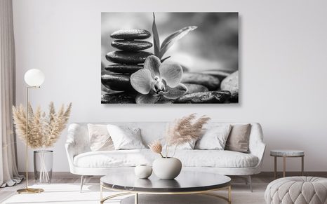 CANVAS PRINT MEDITATIVE ZEN COMPOSITION IN BLACK AND WHITE - BLACK AND WHITE PICTURES - PICTURES