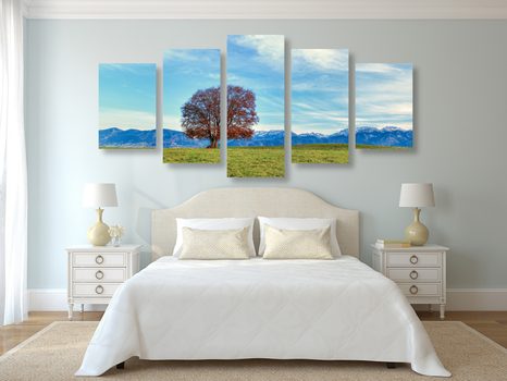 TABLOU 5-PIESE PANORAMA MUNȚIILOR - TABLOU NATURĂ ȘI PEISAJE NATURALE - TABLOURI