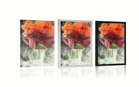 PLAKAT RUŽA S APSTRAKTNIM ELEMENTIMA - CVIJEĆE - PLAKATI