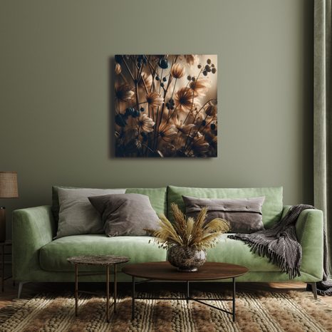 OBRAZ LUČNÍ KVĚTY V HNĚDÉM SVĚTLE - OBRAZY KVĚTŮ - OBRAZY