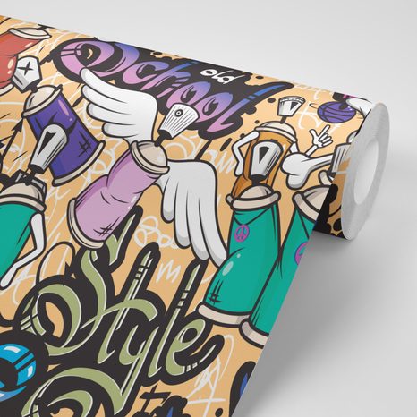 CARTA DA PARATI – CON ARTE GRAFICA STREET ART - CARTA DA PARATI ARTE DI STRADA - CARTA DA PARATI