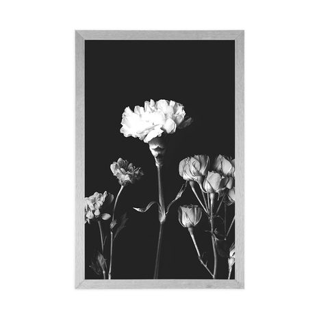 AFFICHE – FLEURS ÉLÉGANTES EN NOIR ET BLANC - NOIR ET BLANC - AFFICHES