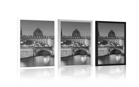 AFFICHE – PANORAMA ÉBLOUISSANT DE PARIS EN NOIR ET BLANC - NOIR ET BLANC - AFFICHES