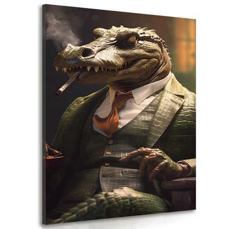 CANVAS PRINT ANIMAL GANGSTER CROCODILE - PICTURES - 🔥 TOTAL SALE 🔥