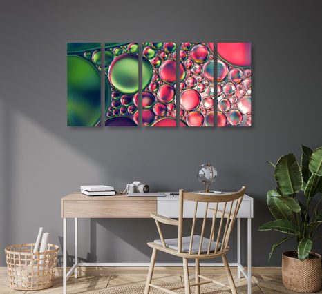 5-RÉSZES KÉP OLAJ CSEPPEK ABSZTRAKT KIVITELBEN - ABSZTRAKT KÉPEK - KÉPEK