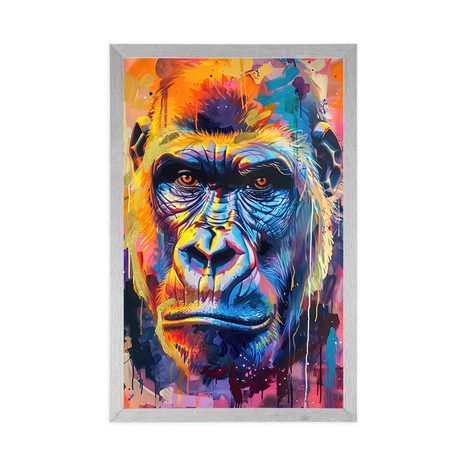 POSTER GORILLA ALS GEMÄLDE-NACHAHMUNG - AFFEN - POSTER