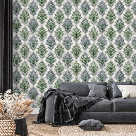 SAMOLJEPLJIVA FOTOTAPETA ZELENI VINTAGE ORNAMENTI - TAPETE S UZORKOM - TAPETE