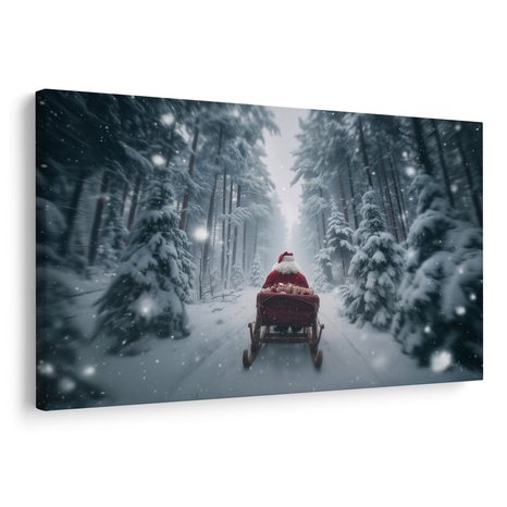 WANDBILD SANTAS WEIHNACHTSREISE DURCH DEN WALD - WEIHNACHTS- UND WINTERBILDER - BILDER