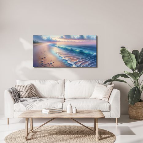 OBRAZ PASTELOVÁ PLÁŽ PŘI SVÍTÁNÍ - OBRAZY MOŘE A PLÁŽ - OBRAZY