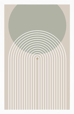 POSTER KHAKI KREIS MIT EINEM REGENBOGEN MID-CENTURY - MOTIVE AUS UNSERER WERKSTATT - POSTER