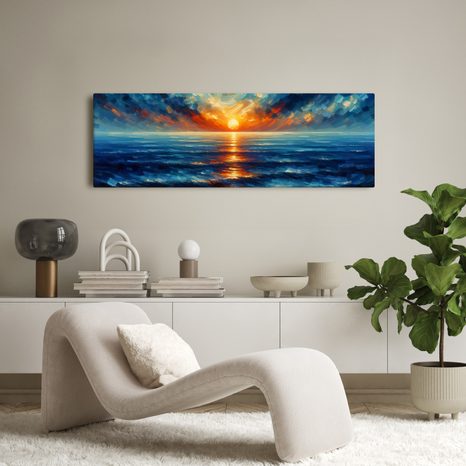 OBRAZ DRAMATICKÁ OBLOHA A VLNY - OBRAZY VÝCHOD A ZÁPAD SLUNCE - OBRAZY