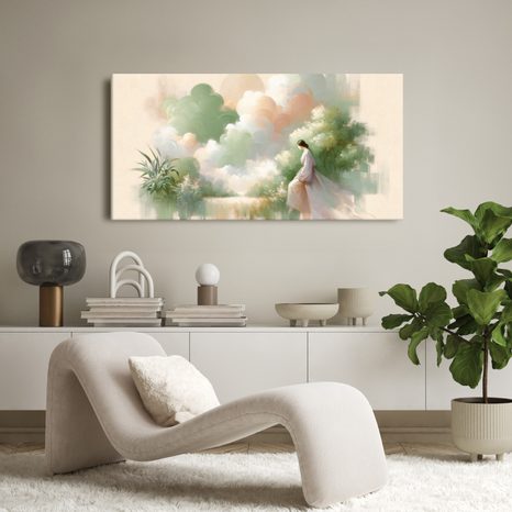 OBRAZ ZASNĚNÁ ŽENA V PASTELOVÝCH TÓNECH - OBRAZY ŽENY - OBRAZY