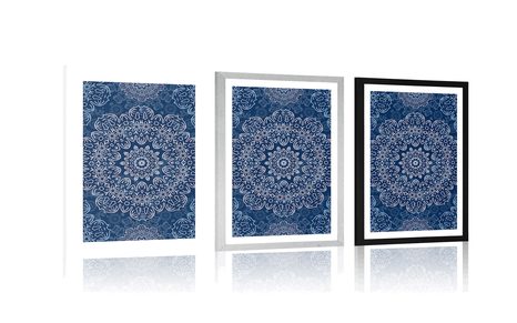 AFFICHE – MANDALA BLEUE AVEC MOTIF ABSTRAIT - FENG SHUI - AFFICHES