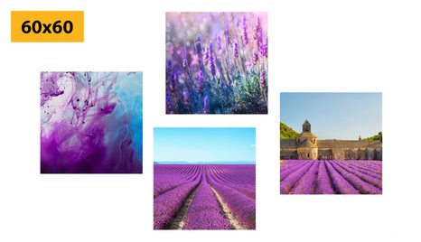 BILDER-SET LAVENDEL MIT ABSTRAKTION - BILDERSETS - BILDER