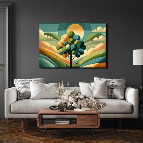 OBRAZ STROM ŽIVOTA VE SLUNEČNÉ KRAJINĚ - OBRAZY STROMY A LISTY - OBRAZY