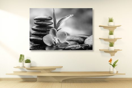 CANVAS PRINT MEDITATIVE ZEN COMPOSITION IN BLACK AND WHITE - BLACK AND WHITE PICTURES - PICTURES