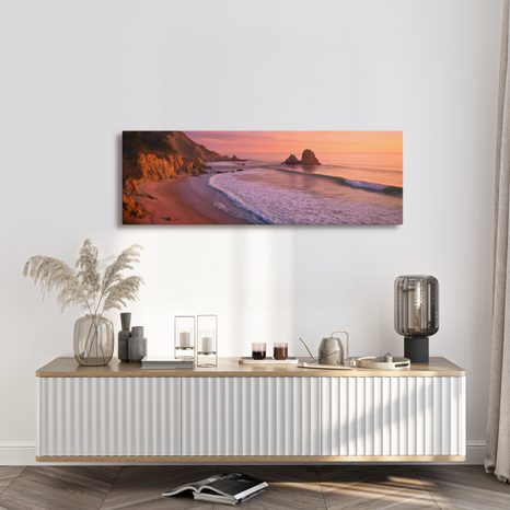 WANDBILD ROMANTISCHER ABEND AM MEER - BILDER VON SONNENAUFGANG UND SONNENUNTERGANG - BILDER