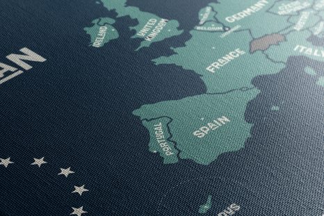 QUADRO IN SUGHERO – MAPPA EDUCATIVA CON NOMI DEI PAESI DELL'UNIONE EUROPEA - QUADRI SU SUGHERO - STAMPE E QUADRI