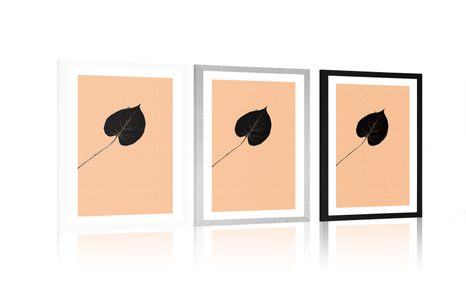 PLAKÁT S PASPARTOU ZÁHADNÝ ČERNÝ LIST - MOTIVY Z NAŠÍ DÍLNY - PLAKÁTY