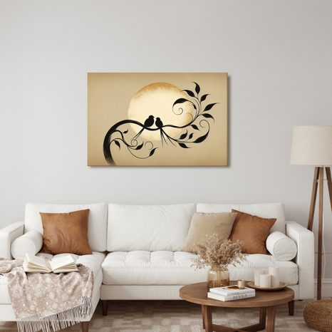 WANDBILD LIEBE AUF EINEM AST - BILDER VON VÖGELN - BILDER