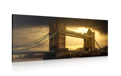 CANVAS PRINT SUNSET OVER TOWER BRIDGE - PICTURES OF CITIES - PICTURES