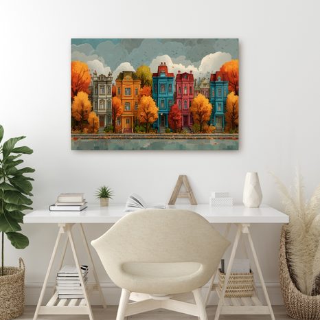 WANDBILD HERBSTLICHE BUNTE HAUSFASSADEN - BUNTE HÄUSER - BILDER