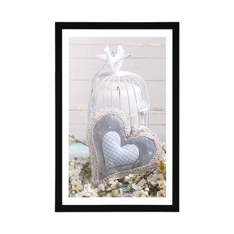 PLAKÁT S PASPARTOU VINTAGE SRDÍČKO A VOJTĚŠKY - VINTAGE A RETRO - PLAKÁTY