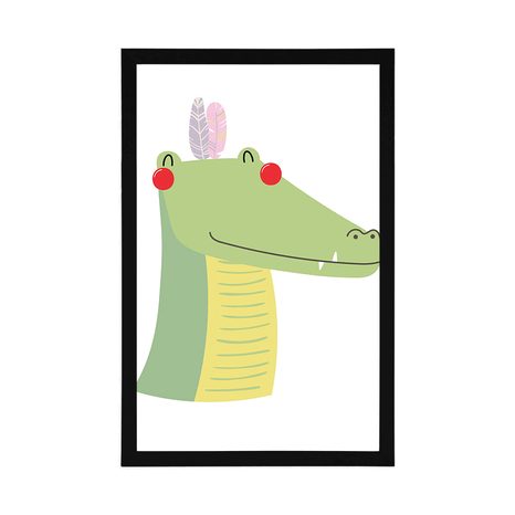 POSTER NIEDLICHES KROKODIL MIT FEDERN - TIERE - POSTER