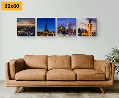 SET OBRAZOV NOČNÉ MESTÁ - ZOSTAVY OBRAZOV - OBRAZY