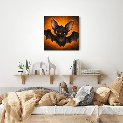 QUADRO SU TELA – PICCOLO PIPISTRELLO DAGLI OCCHI GRANDI - QUADRI HALLOWEEN E HORROR - STAMPE E QUADRI