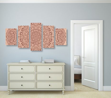 5 RÉSZES KÉP VIRÁG MANDALA - FENG SHUI KÉPEK - KÉPEK