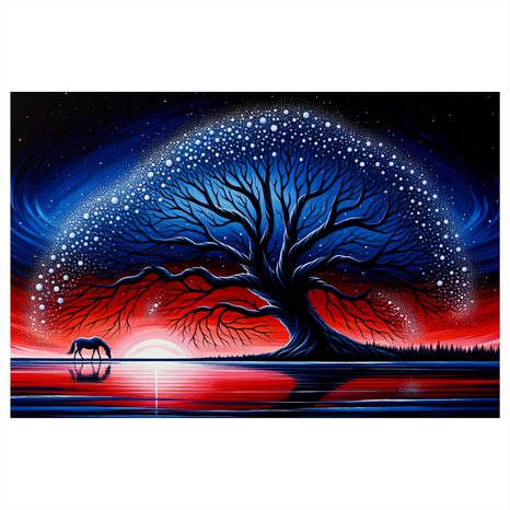 OBRAZ STROM ŽIVOTA PŘI ZÁPADU SLUNCE - OBRAZY STROMY ŽIVOTA - OBRAZY