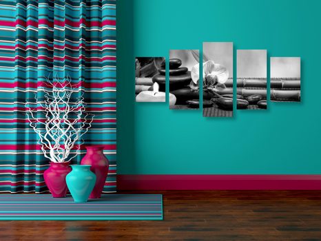 5-DÍLNÝ OBRAZ FENG SHUI ZÁTIŠÍ V ČERNOBÍLÉM PROVEDENÍ - ČERNOBÍLÉ OBRAZY - OBRAZY