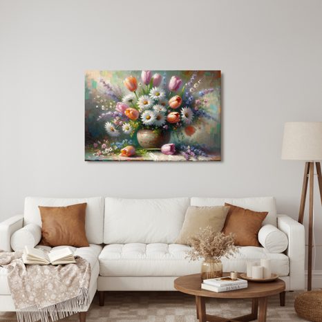 OBRAZ KYTICE TULIPÁNŮ A KOPRETIN - OBRAZY KVĚTŮ - OBRAZY