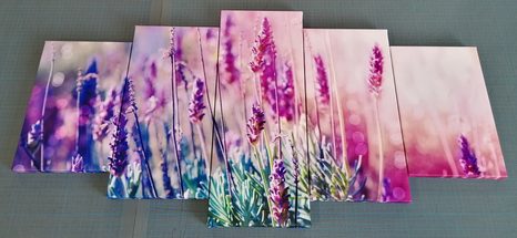 TABLOU 5-PIESE FLORI MAGICE DE LAVANDĂ - TABLOU FLORI - TABLOURI