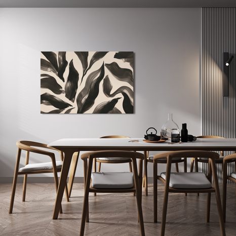 TABLEAU SUR TOILE – LIGNES ORGANIQUES NOIRES - IMAGES FORMES ABSTRAITES - TABLEAUX