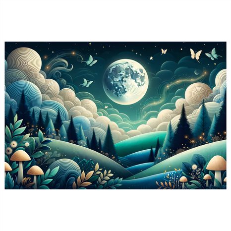 OBRAZ LESNÍ KRAJINA POD HVĚZDAMI - OBRAZY LES - OBRAZY