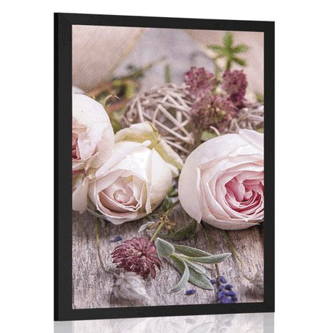 AFFICHE COMPOSITION FLORALE FESTIVE DE ROSES - FLEURS - AFFICHES