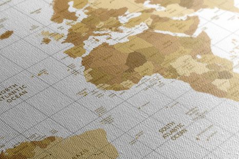 WANDBILD AUF KORK BEIGE WELTKARTE AUF HELLEM HINTERGRUND - WANDBILDER AUF KORK - BILDER